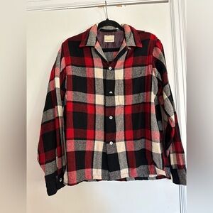 VTG 50’s mens Sz:M Van Heusen Wool Red & Black Tartan Plaid Button Down